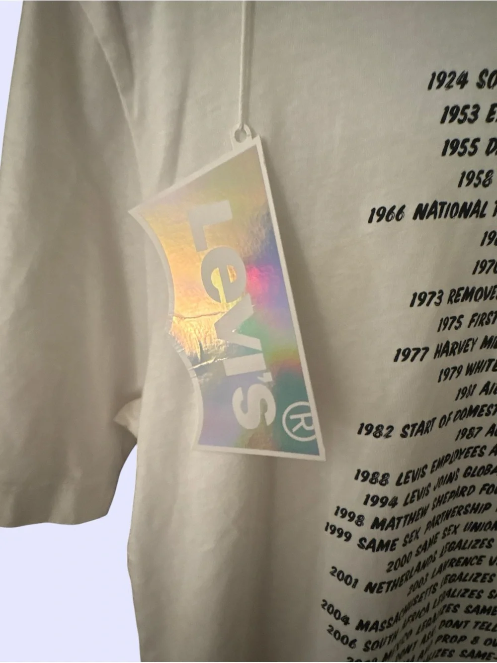 NWT Levi's Pride Community Graphic T-Shirt Tee in White LGBTQ+ great List/ Back